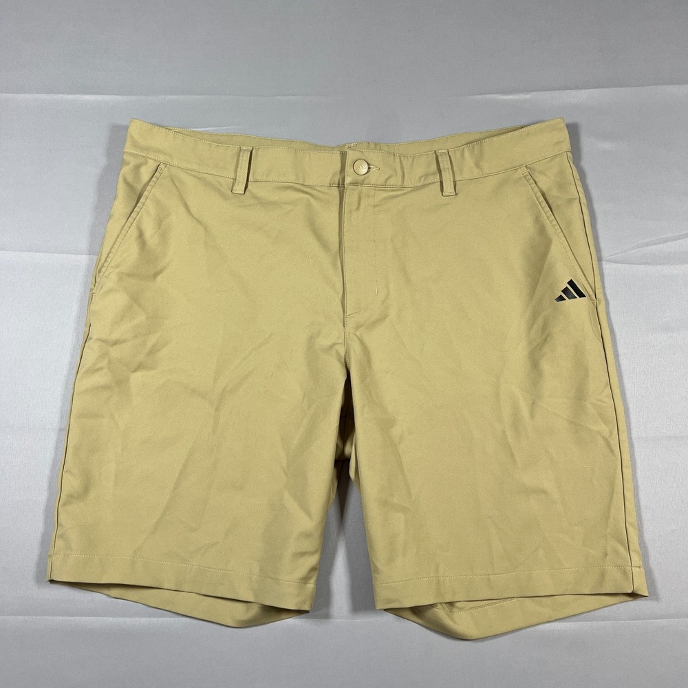 Adidas Golf Shorts Men 38 Khaki Chino Mid Rise Lightweight Belt Loops Athleisure